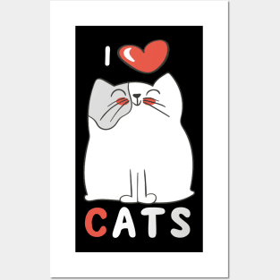 I Love Cats Big Red Heart Kitty Lover Posters and Art